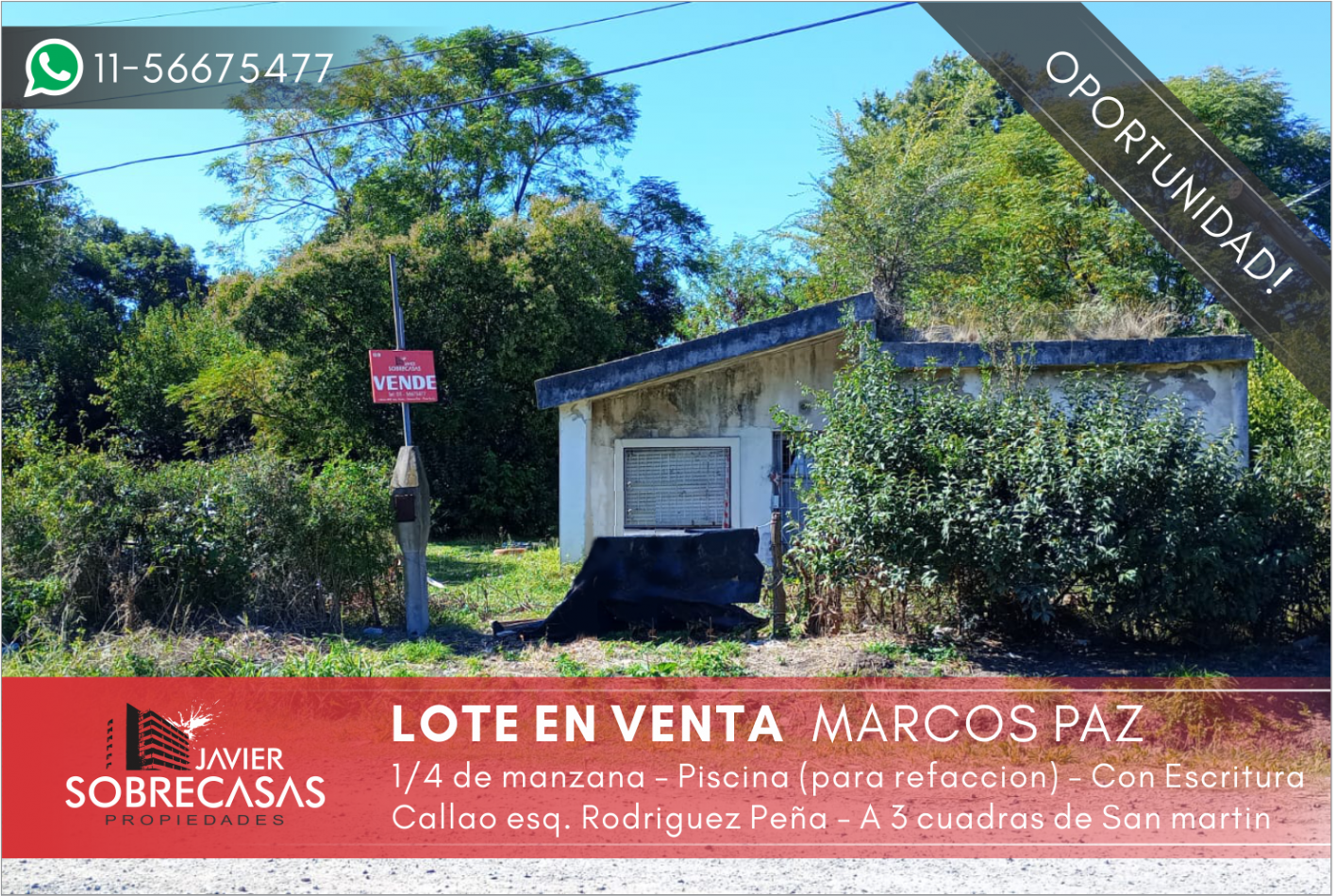 LOTE EN VENTA - Marcos Paz - Pcia. de Buenos Aires