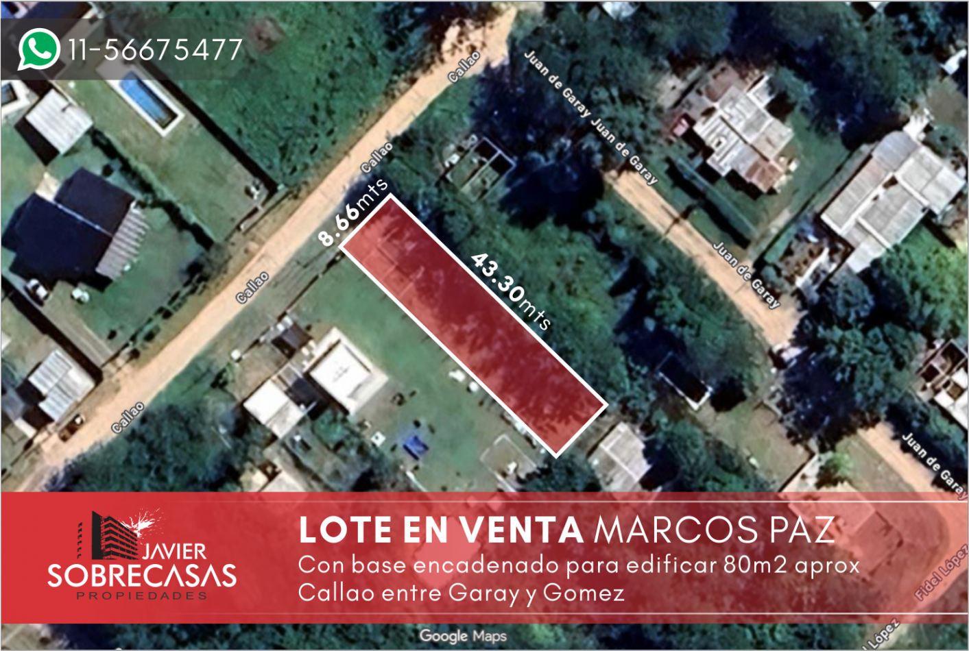 LOTE EN VENTA - Marcos Paz - Pcia. de Buenos Aires