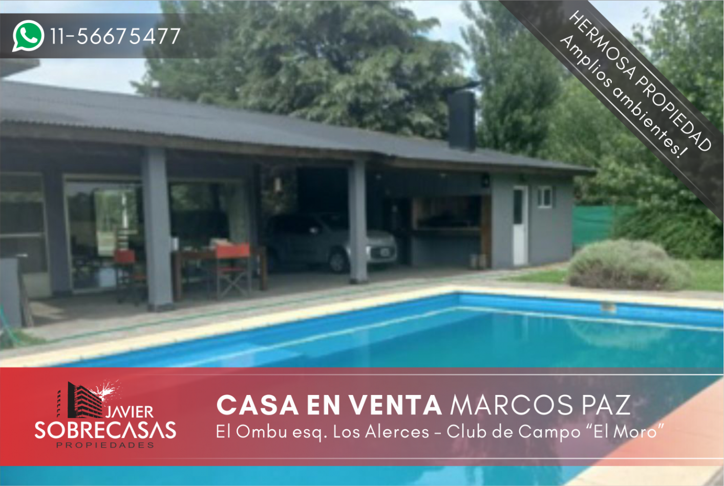 CASAQUINTA EN VENTA - Club de campo El Moro - Marcos Paz - Pcia. de Buenos Aires.
