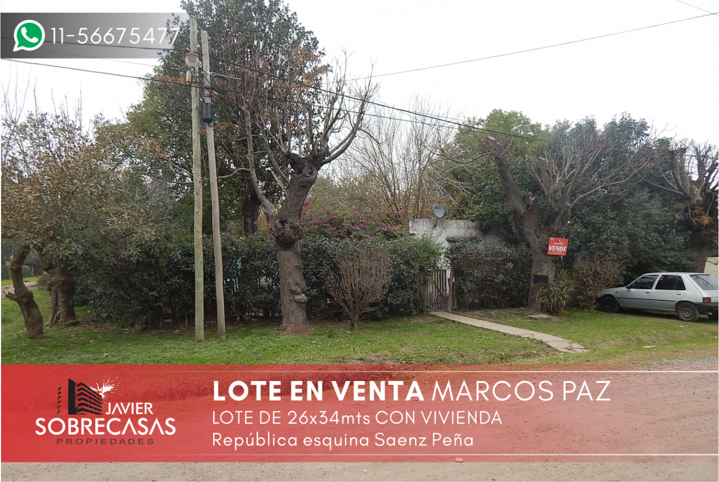 LOTE EN VENTA con mejoras - Marcos Paz - Pcia. de Buenos Aires.