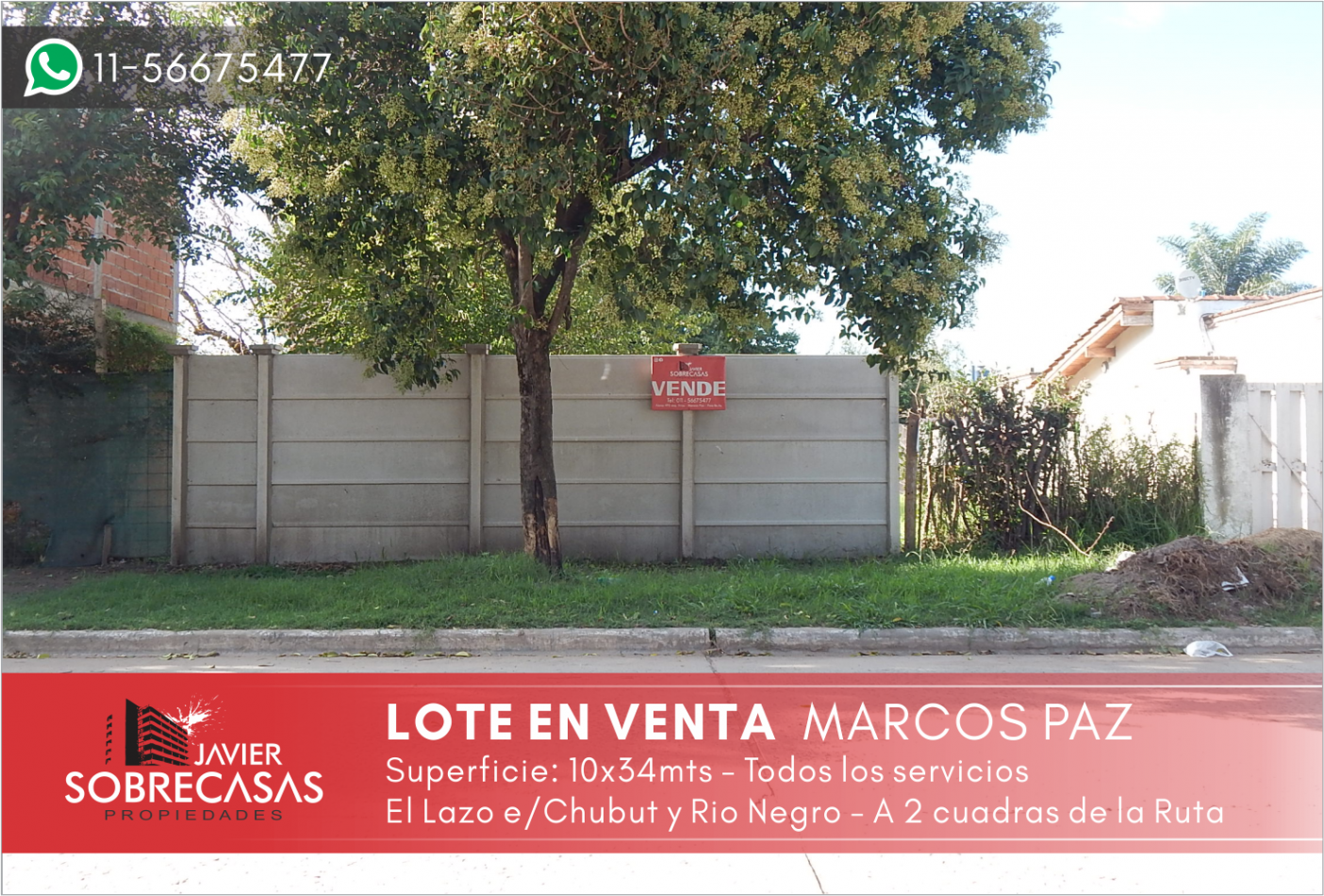 LOTE EN VENTA - Marcos Paz - Pcia. de Buenos Aires.
