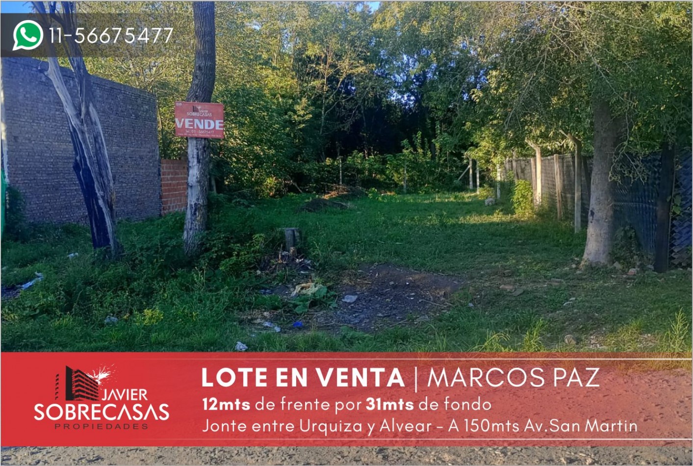 LOTE EN VENTA - Marcos Paz - Pcia. Buenos Aires.