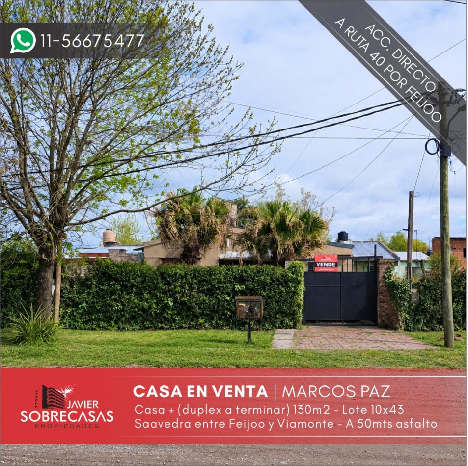 CASA EN VENTA - Marcos Paz - Pcia. de Buenos Aires