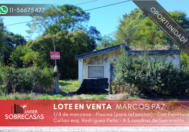 LOTE EN VENTA - Marcos Paz - Pcia. de Buenos Aires