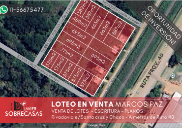 FRACCION C/VIVIENDAS EN VENTA - Marcos Paz - Pcia. de Buenos Aires