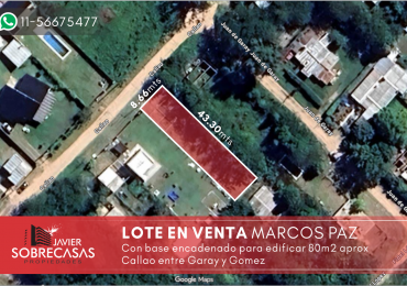 LOTE EN VENTA - Marcos Paz - Pcia. de Buenos Aires