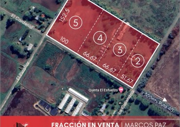 FRACCION DE 4.3 HAS EN VENTA - Marcos Paz - Pcia. de Buenos Aires.