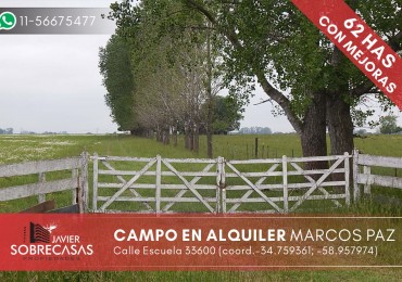CAMPO en Alquiler 62 has con Casco - Marcos paz - Provincia de Buenos Aire.